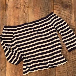 J. Crew Off Shoulder Striped Shirt Large